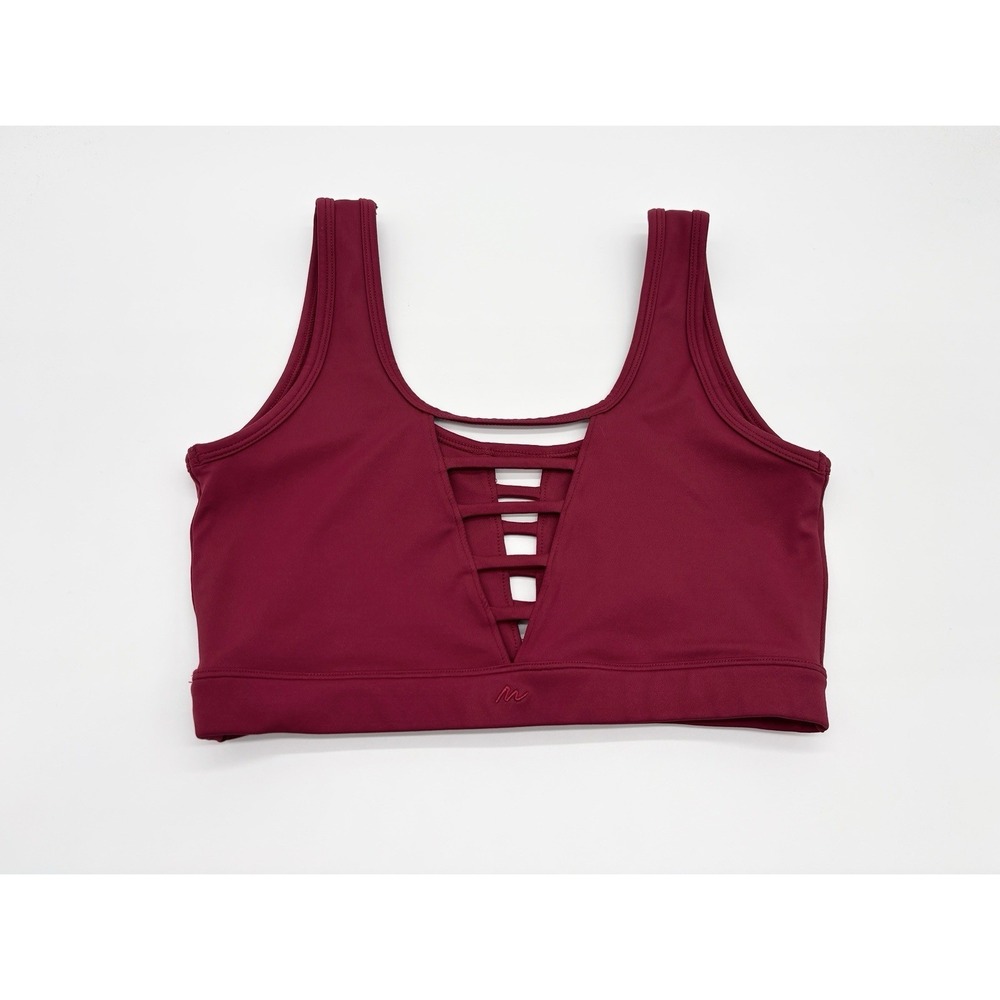 Mivallo Sports Bra Red Caged      Front/Back Cutout Wide Supportive Tank Straps